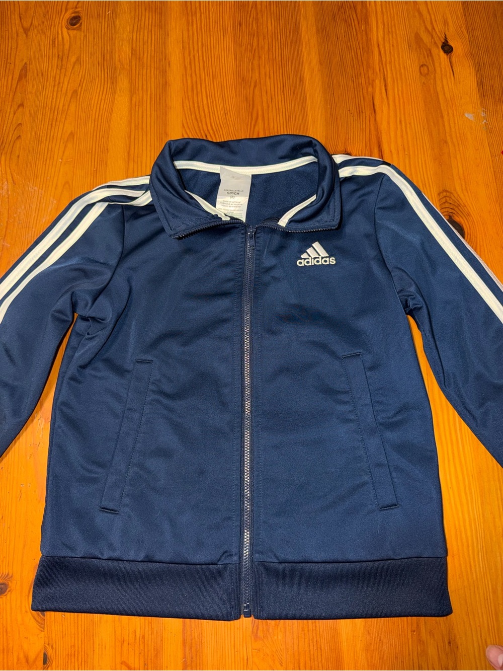 adidas Navy and White Kids Zip-Front Track Jacket